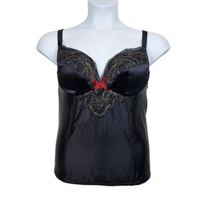 Cacique Black Gold Lace Corset Lingerie Size 14/16